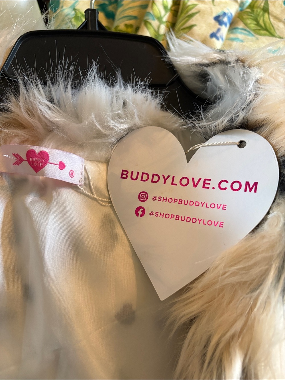 Buddy Love Faux Fur Spotted Jacket in Cream, Black & Tan - Picture 2 of 4
